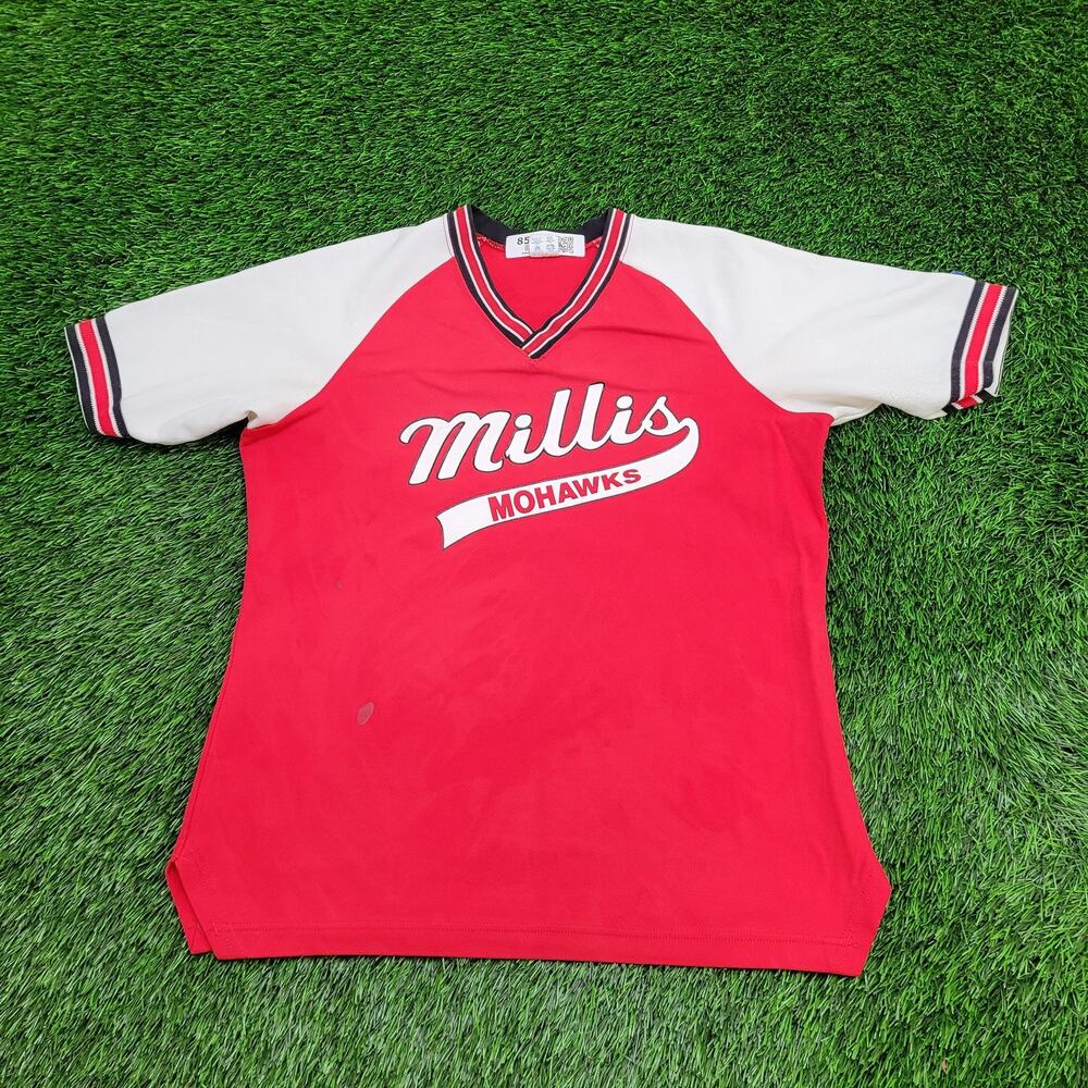 Vintage 80s Champion Millis Mohawks Shirt Womens M/L 20x25 Red